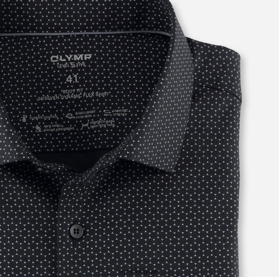 OLYMP FL8P6V768 vêtements niveau cinq 24/7 body fit, chemise d'affaires, kent moderne, noir