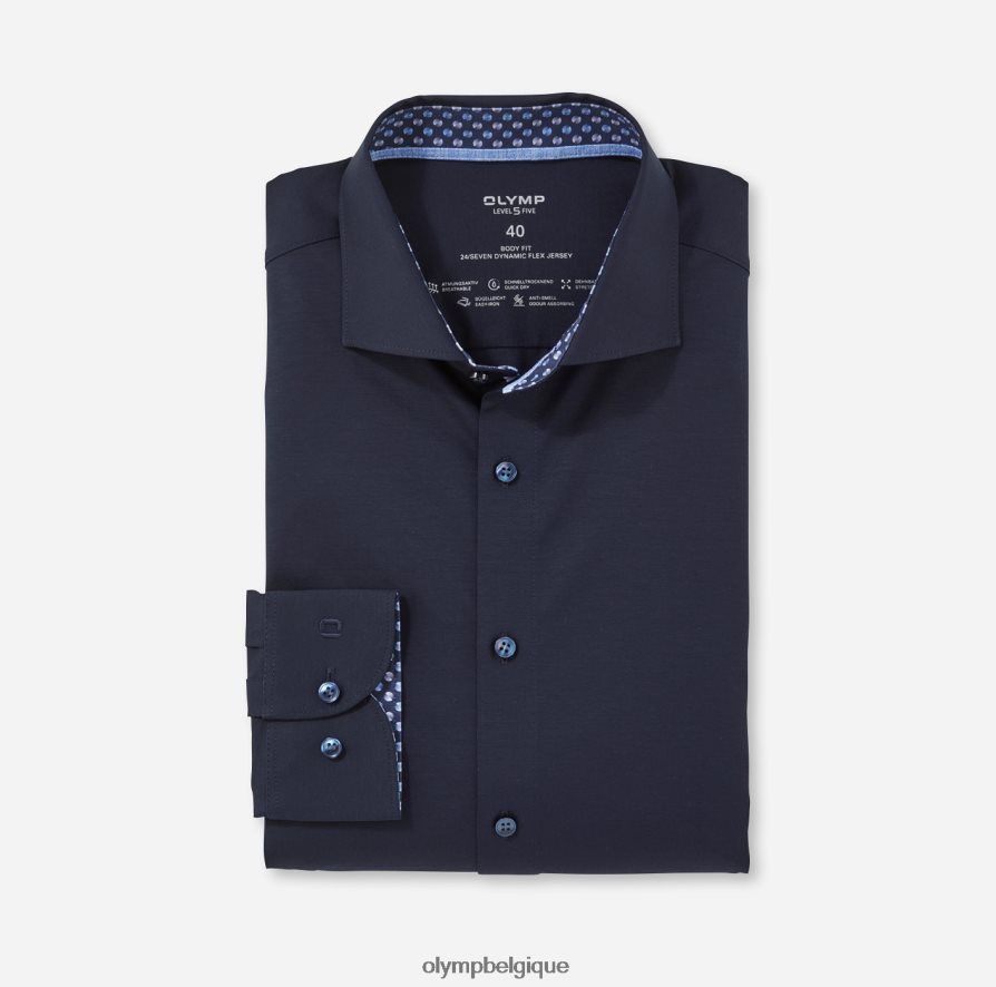 OLYMP FL8P6V769 vêtements niveau cinq 24/7 body fit, chemise d'affaires, kent, marine