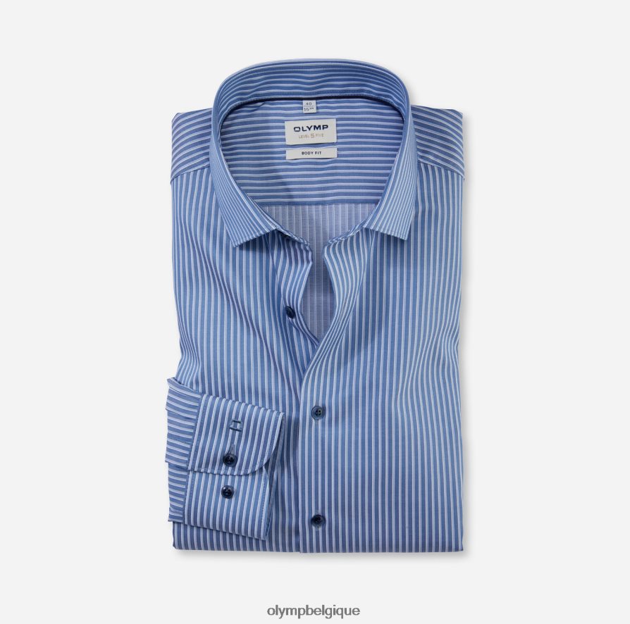 OLYMP FL8P6V770 vêtements coupe corporelle niveau cinq, chemise d'affaires, kent moderne, bleu fumée