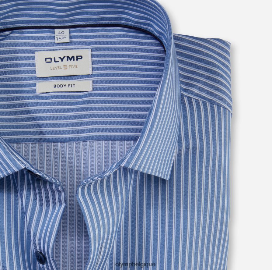 OLYMP FL8P6V770 vêtements coupe corporelle niveau cinq, chemise d'affaires, kent moderne, bleu fumée