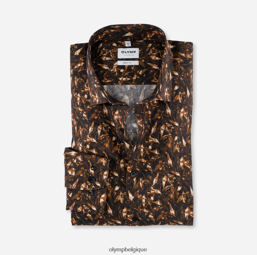 OLYMP FL8P6V783 vêtements coupe corporelle niveau cinq, chemise d'affaires, kent moderne, marron