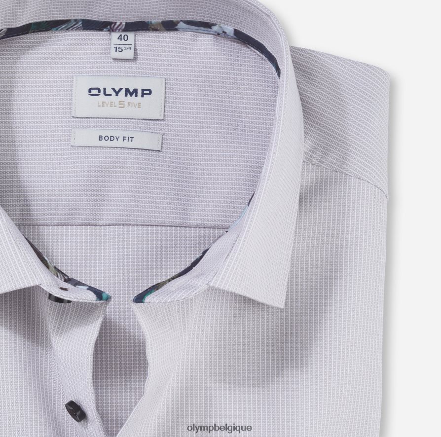 OLYMP FL8P6V785 vêtements coupe corporelle niveau cinq, chemise d'affaires, new york kent, taupe