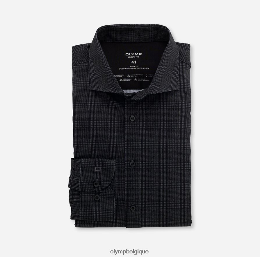 OLYMP FL8P6V789 vêtements niveau cinq 24/7 body fit, chemise business, kent, noir