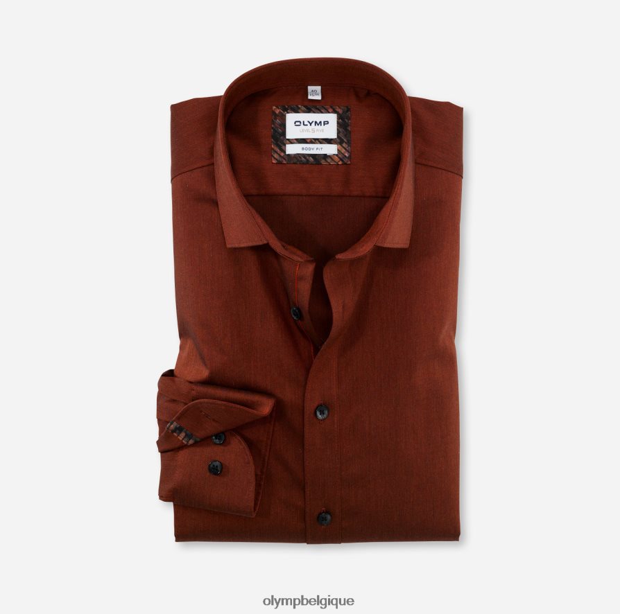 OLYMP FL8P6V801 vêtements coupe corporelle niveau cinq, chemise d'affaires, kent moderne, rouge orange