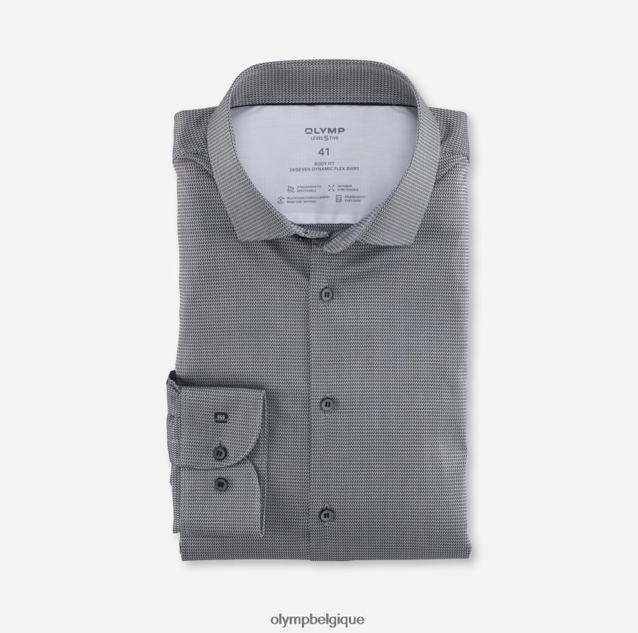 OLYMP FL8P6V807 vêtements niveau cinq 24/7 body fit, chemise d'affaires, kent moderne, noir