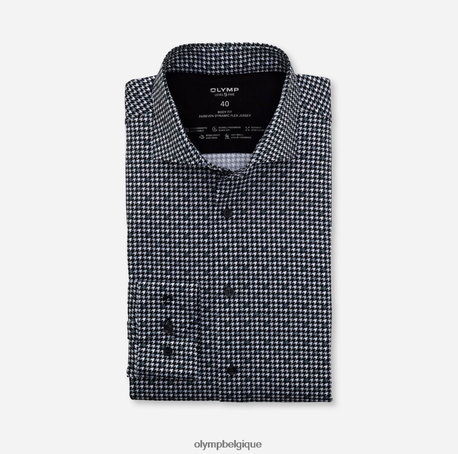 OLYMP FL8P6V815 vêtements niveau cinq 24/7 body fit, chemise business, kent, noir