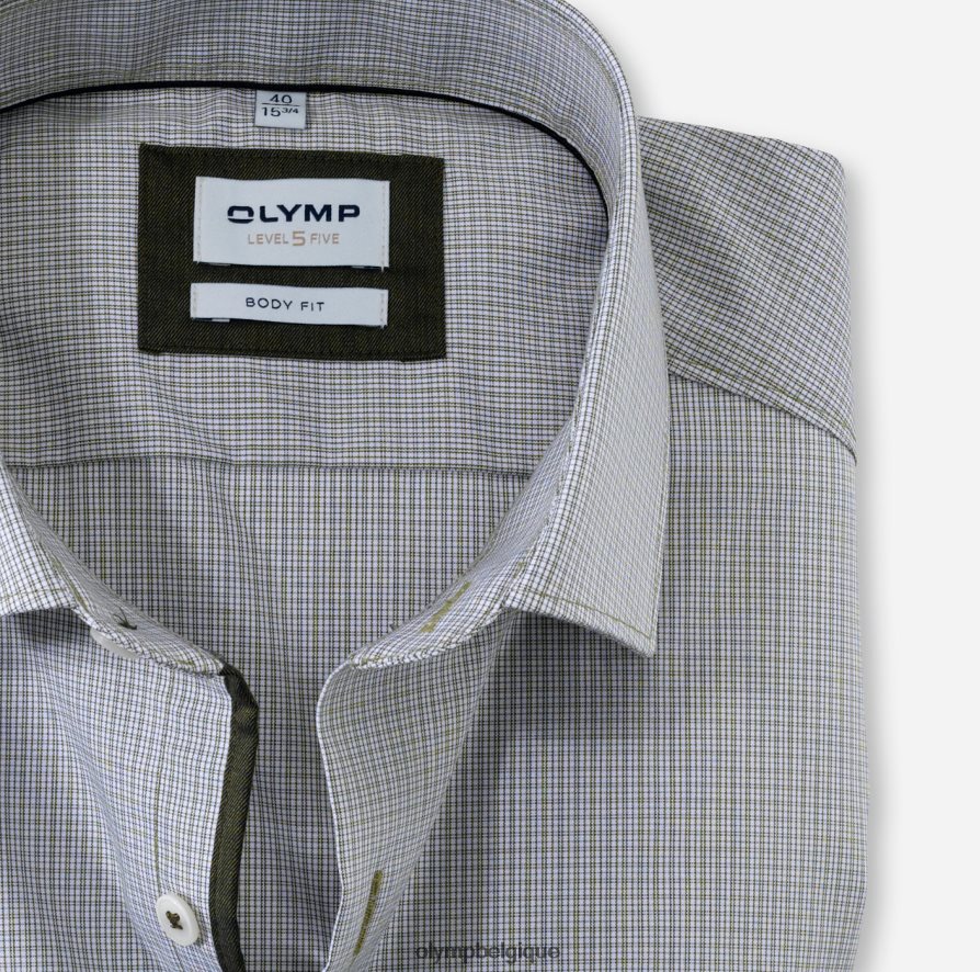OLYMP FL8P6V824 vêtements coupe corporelle niveau cinq, chemise d'affaires, kent moderne, vert lime