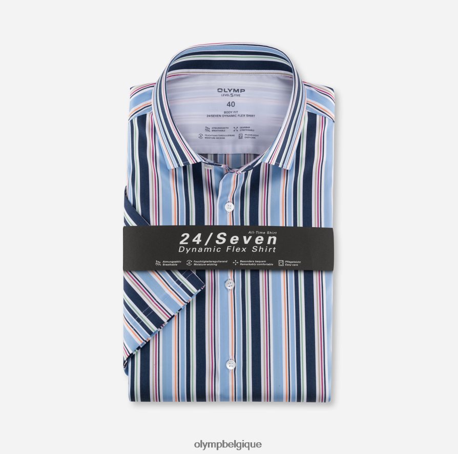 OLYMP FL8P6V825 vêtements niveau cinq 24/7 body fit, chemise business, kent moderne, bleu