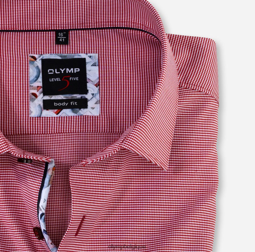 OLYMP FL8P6V827 vêtements coupe corporelle niveau cinq, chemise d'affaires, new york kent, rouge brique