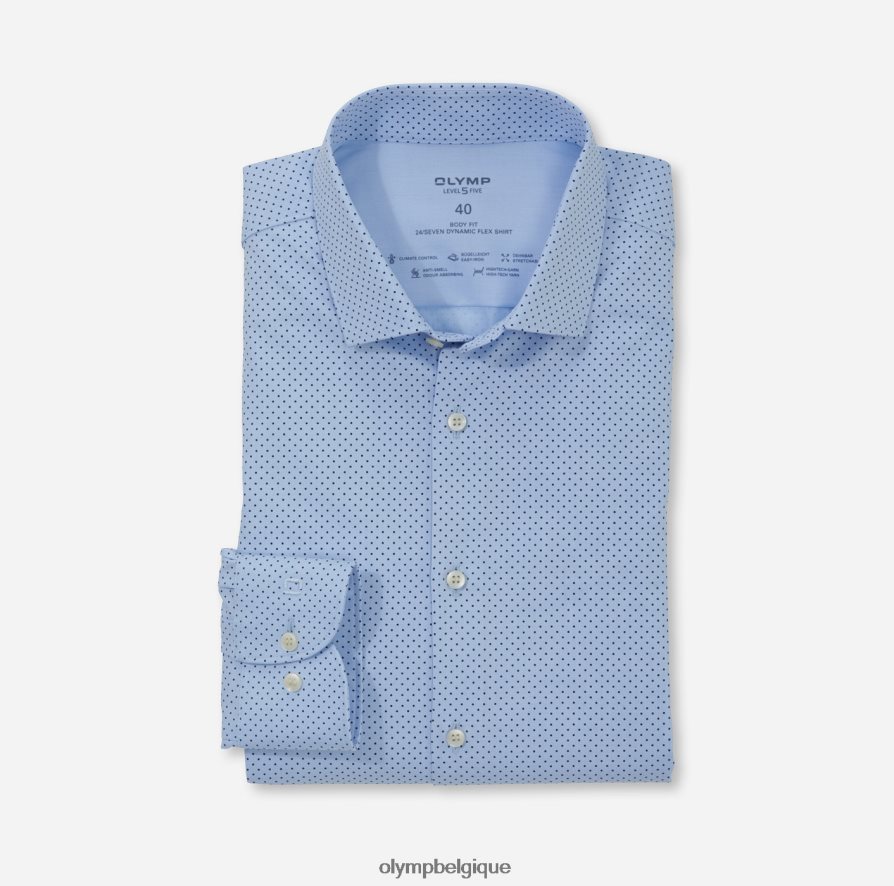 OLYMP FL8P6V832 vêtements niveau cinq 24/7 body fit, chemise business, kent moderne, bleu
