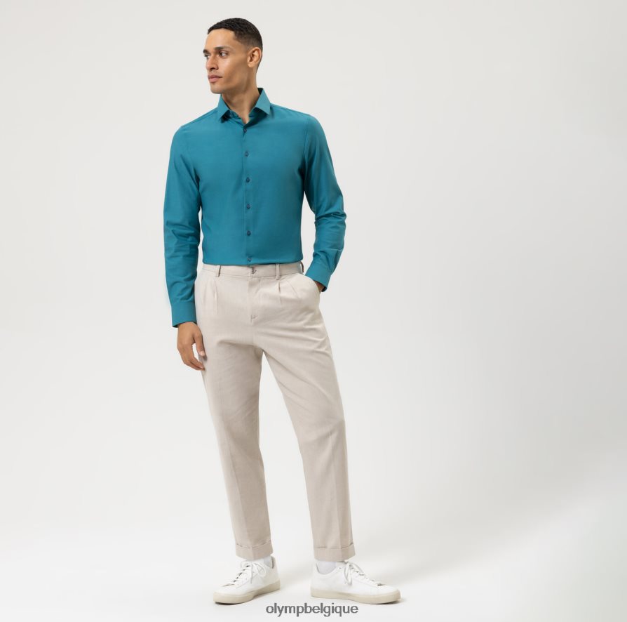 OLYMP FL8P6V891 vêtements niveau cinq 24/7 body fit, chemise d'affaires, manches longues extra longues, kent moderne, émeraude