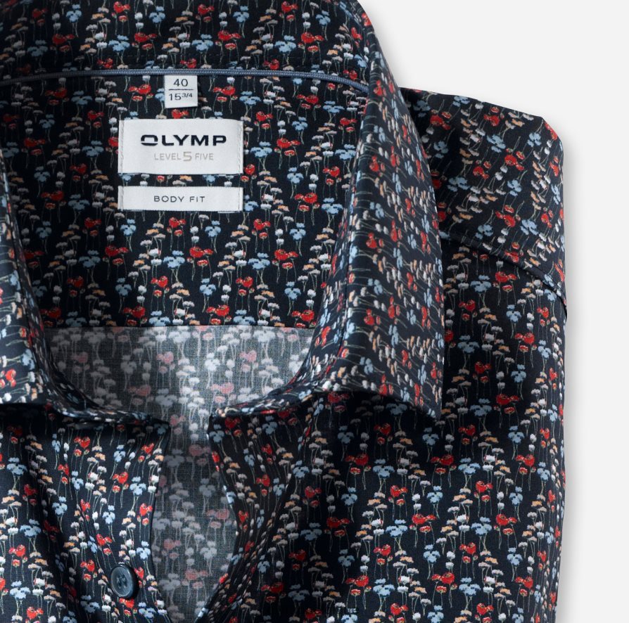 OLYMP FL8P6V892 vêtements coupe corporelle niveau cinq, chemise d'affaires, manches longues extra longues, kent moderne, rouge