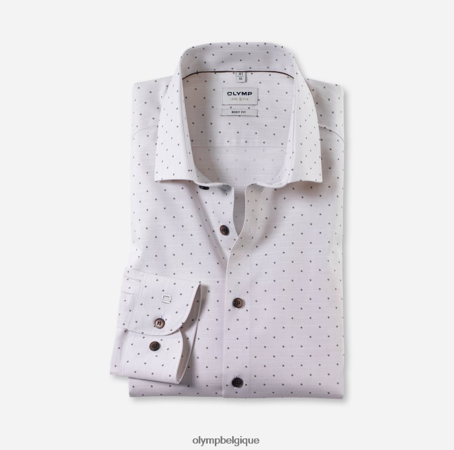 OLYMP FL8P6V900 vêtements coupe corporelle niveau cinq, chemise d'affaires, manches longues extra longues, kent moderne, naturel