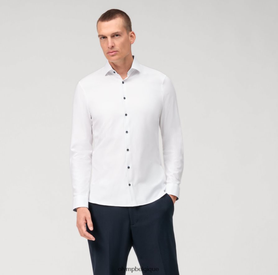 OLYMP FL8P6V104 vêtements Non. six 24/7 super slim, chemise business, kent moderne, blanc