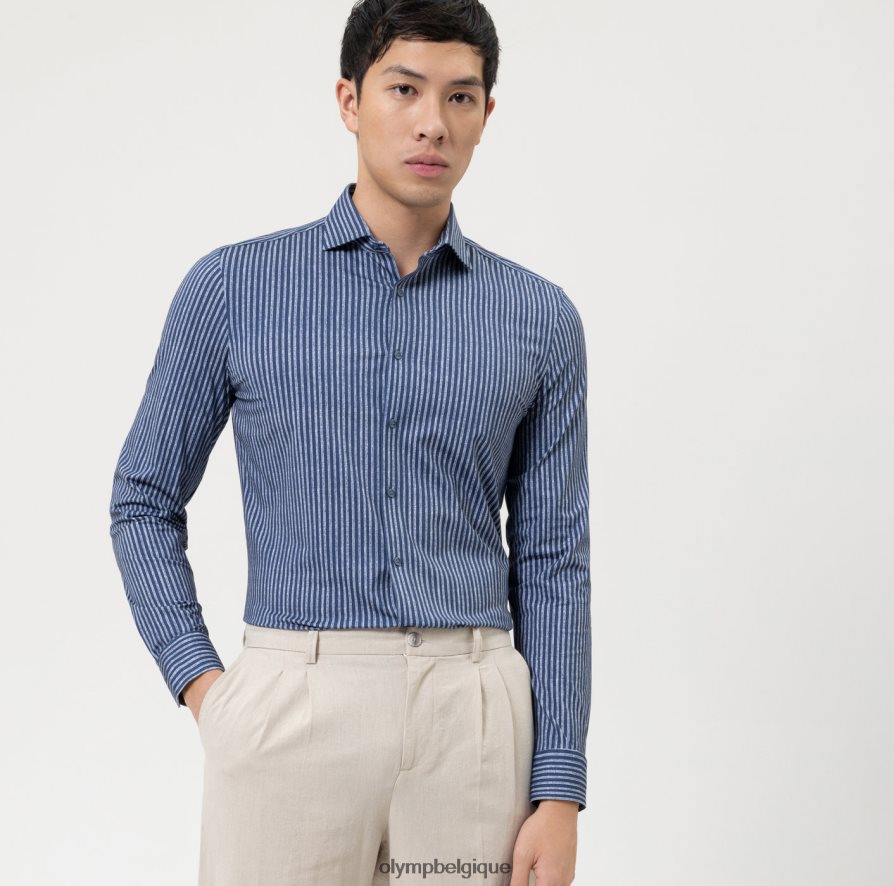 OLYMP FL8P6V105 vêtements Non. six 24/7 super slim, chemise business, kent, marine