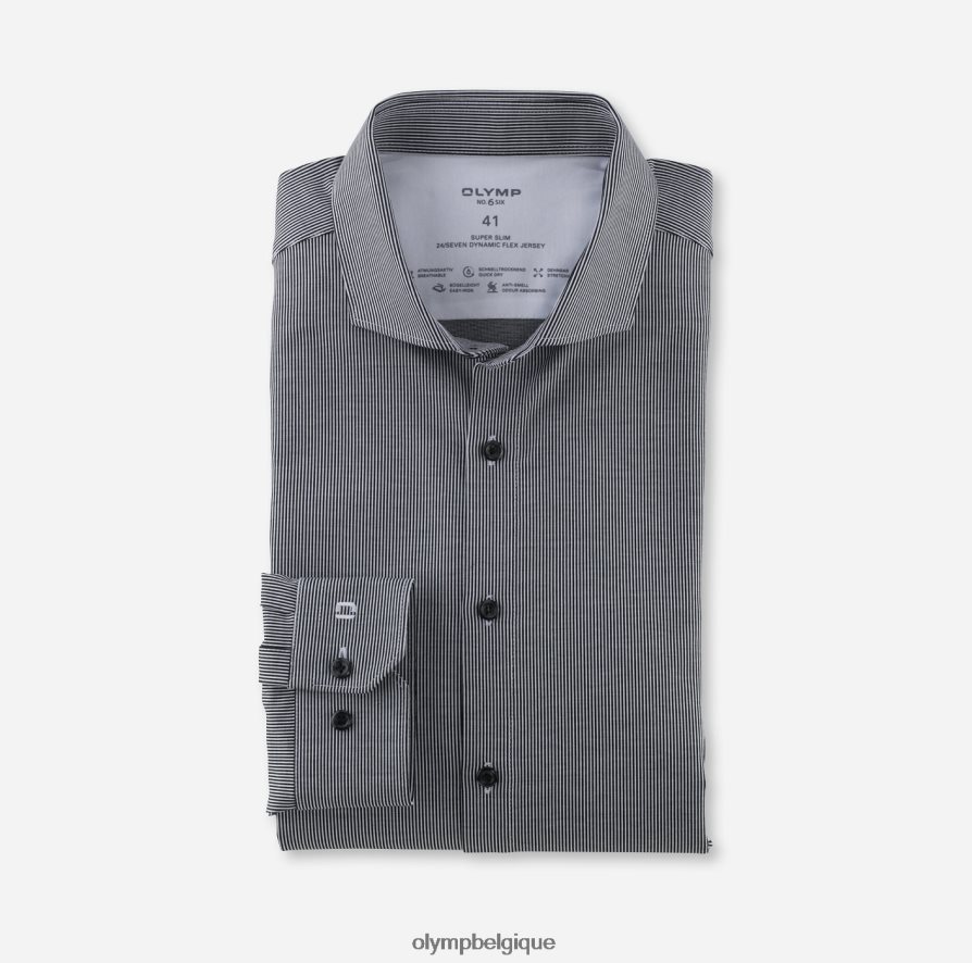 OLYMP FL8P6V118 vêtements Non. six 24/7 super slim, chemise business, pan coupé, noir