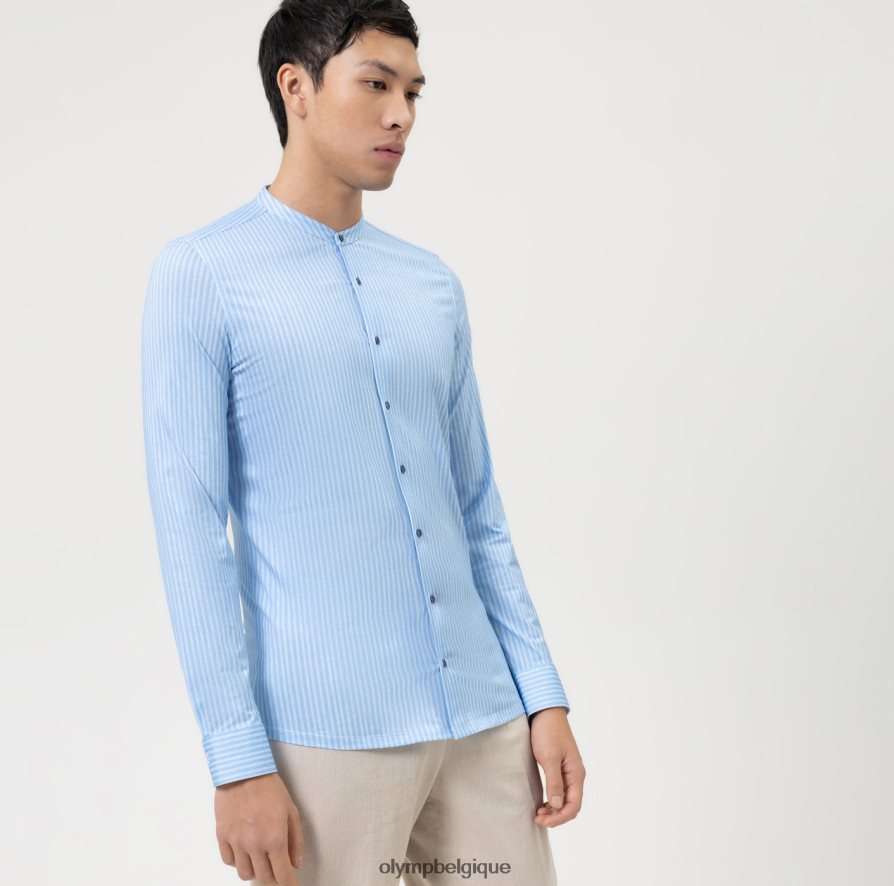 OLYMP FL8P6V11 vêtements Non. six 24/7 super slim, chemise business, col montant, bleu
