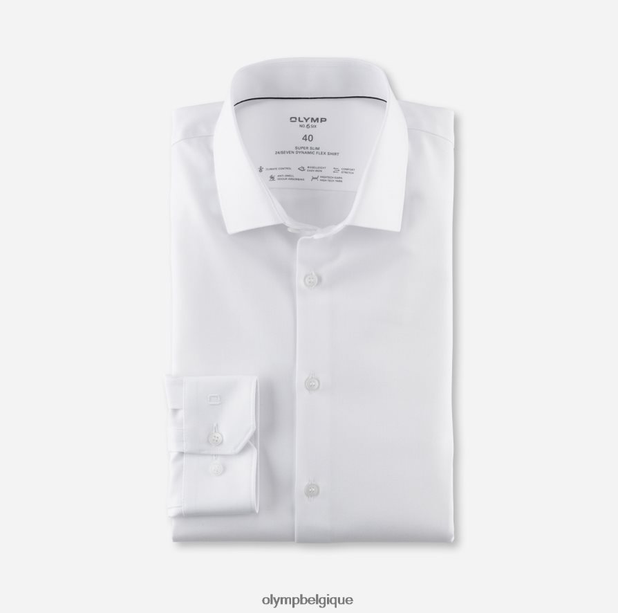 OLYMP FL8P6V126 vêtements Non. six 24/7 super slim, chemise business, kent moderne, blanc