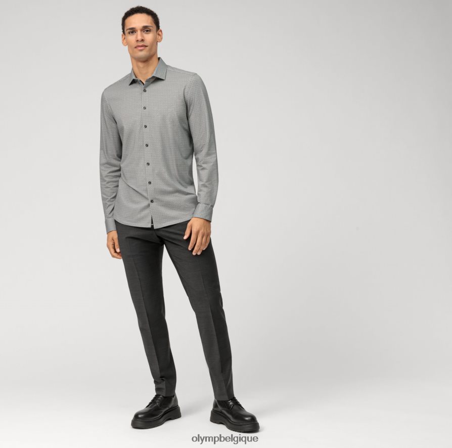 OLYMP FL8P6V129 vêtements Non. six 24/7 super slim, chemise business, kent moderne, olive