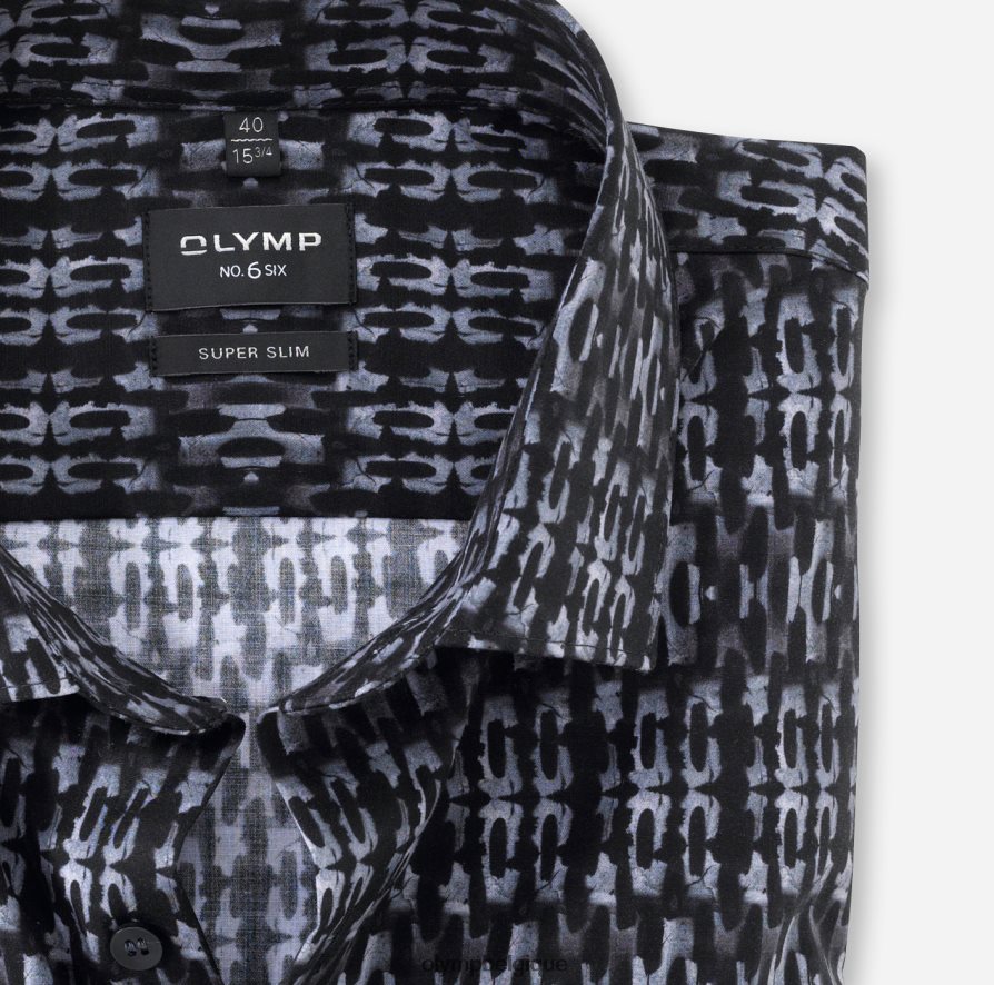 OLYMP FL8P6V132 vêtements Non. six super slim, chemise business, kent moderne, noir