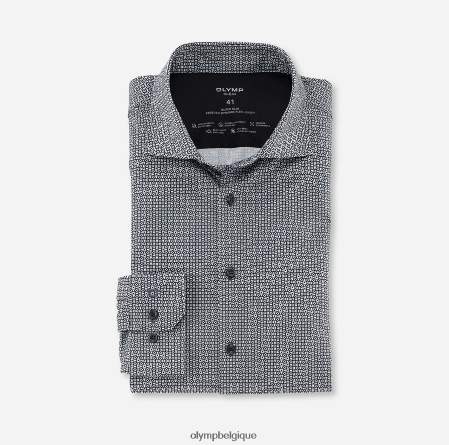 OLYMP FL8P6V14 vêtements Non. six 24/7 super slim, chemise business, kent, noir
