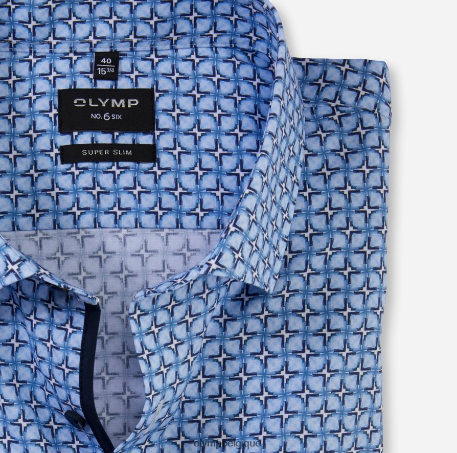 OLYMP FL8P6V15 vêtements Non. six super slim, chemise business, modern kent, bleu