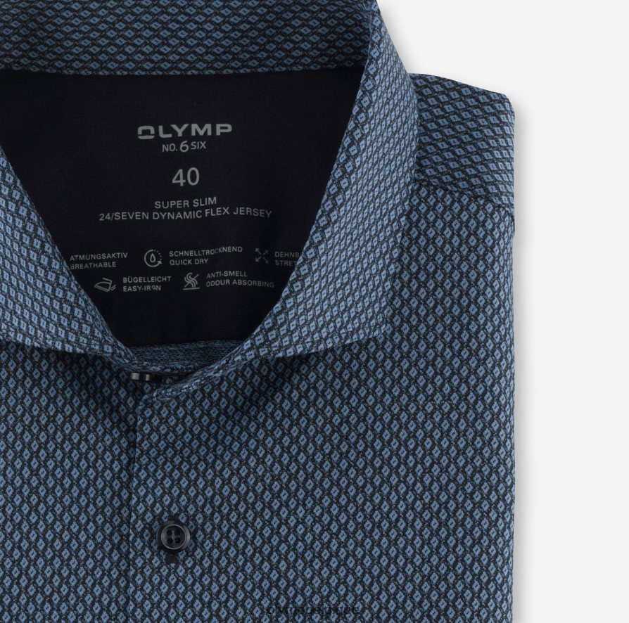 OLYMP FL8P6V169 vêtements Non. six 24/7 super slim, chemise business, pan coupé, bleu