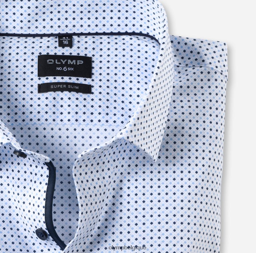 OLYMP FL8P6V201 vêtements Non. six super slim, chemise business, modern kent, bleu