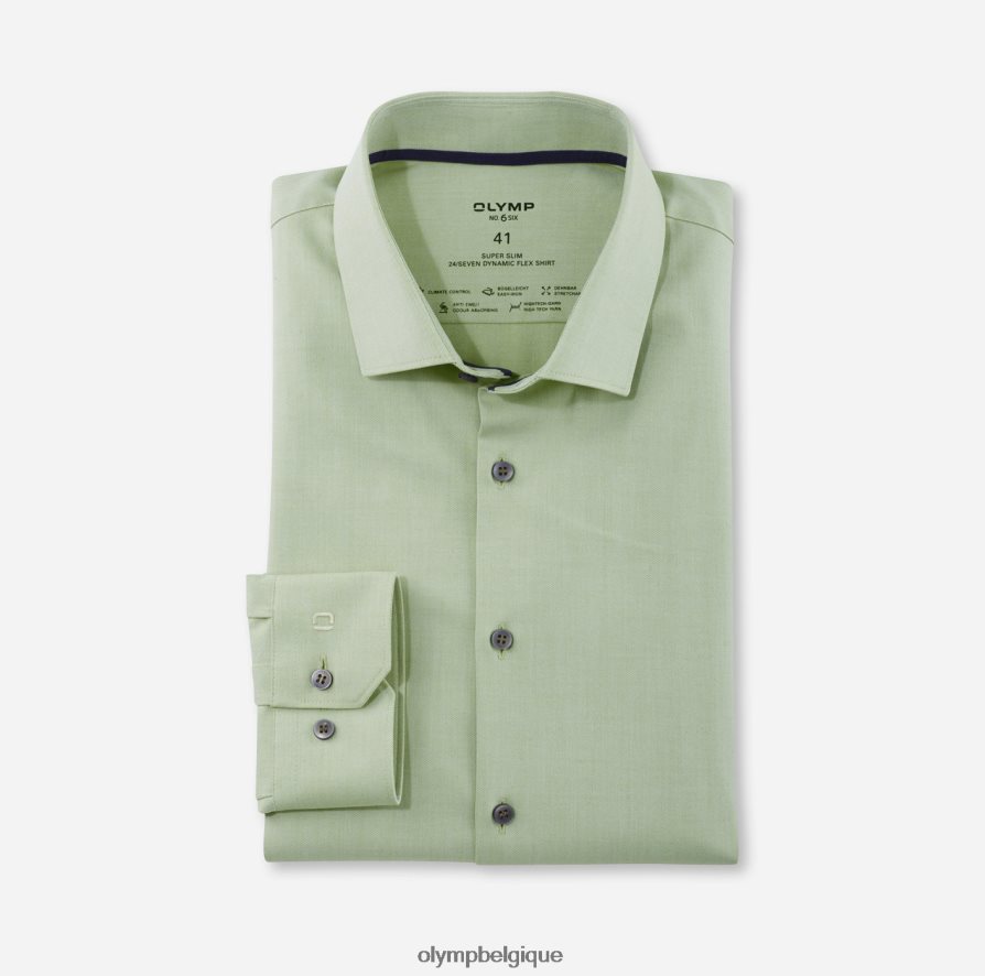 OLYMP FL8P6V228 vêtements Non. six 24/7 super slim, chemise business, kent moderne, citron vert