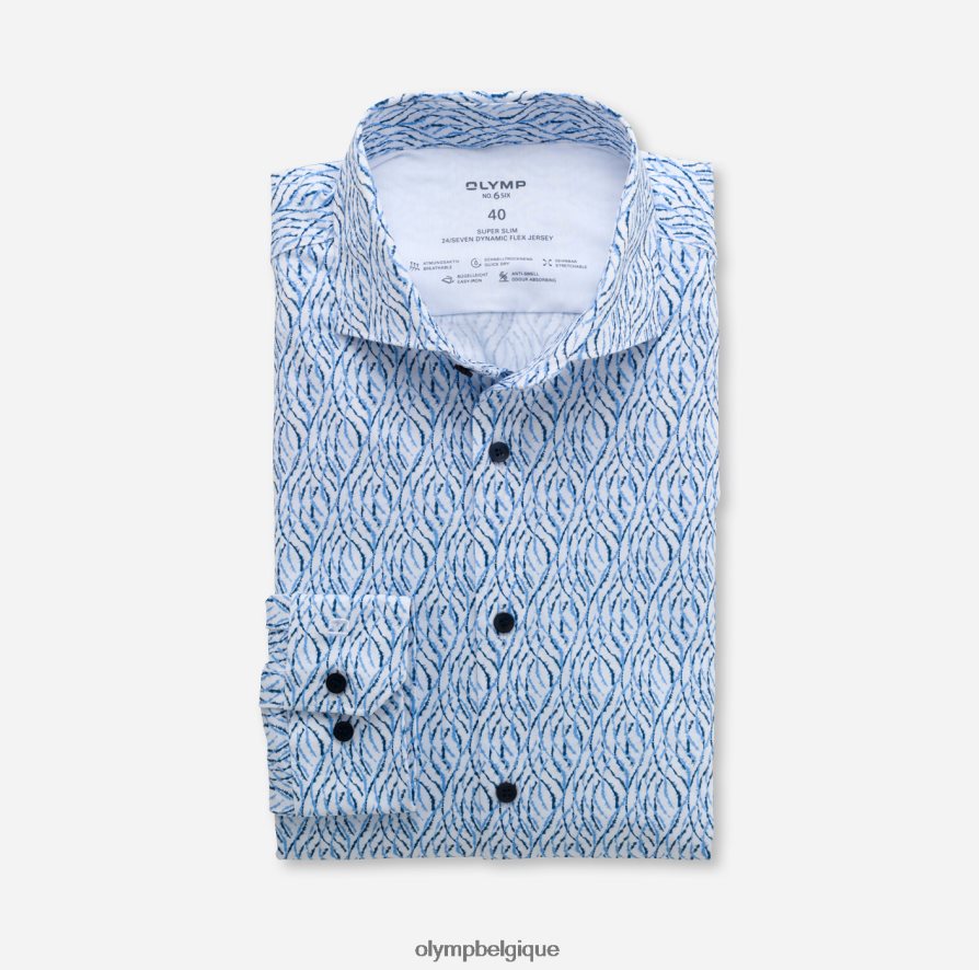 OLYMP FL8P6V237 vêtements Non. six 24/7 super slim, chemise business, kent, bleu fumée