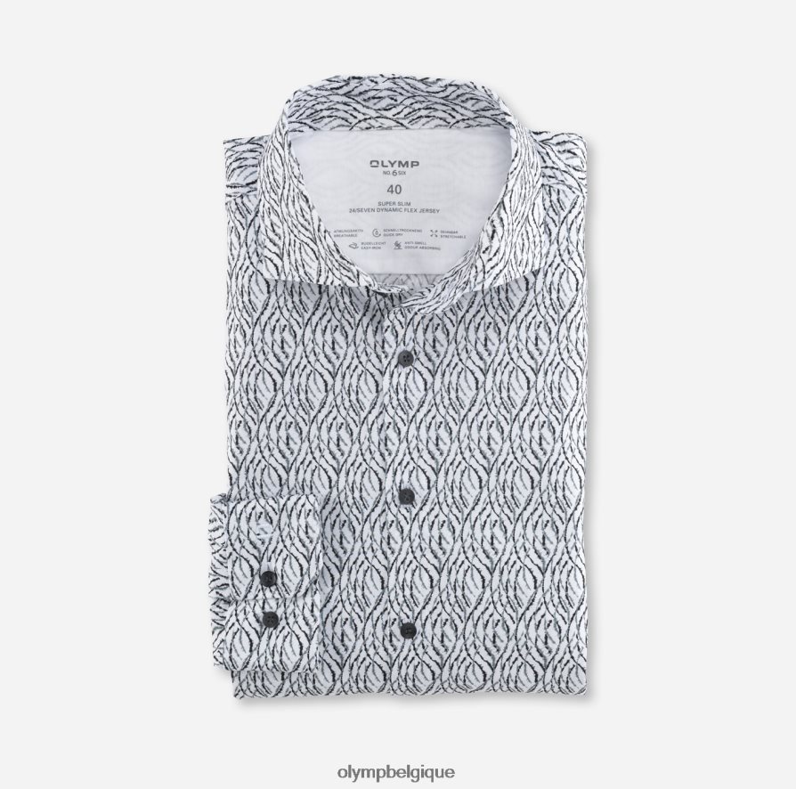 OLYMP FL8P6V240 vêtements Non. six 24/7 super slim, chemise business, kent, gris argenté