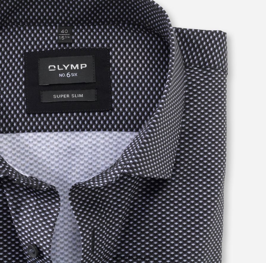 OLYMP FL8P6V246 vêtements Non. six super slim, chemise business, kent moderne, noir