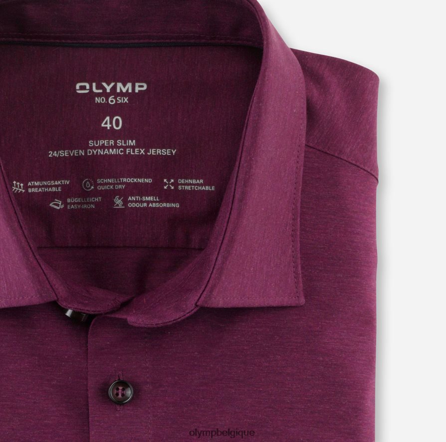OLYMP FL8P6V249 vêtements Non. six 24/7 super slim, chemise business, urban kent, grenat