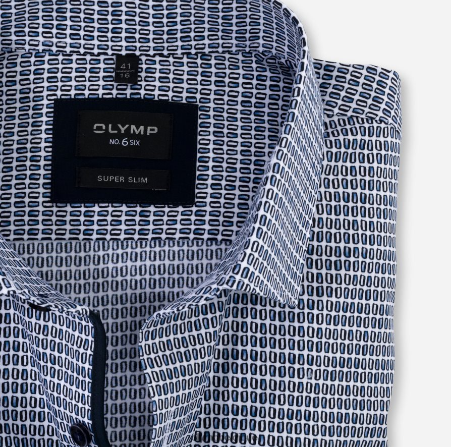 OLYMP FL8P6V256 vêtements Non. six super slim, chemise business, kent moderne, marine