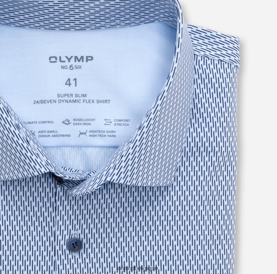 OLYMP FL8P6V258 vêtements Non. six 24/7 super slim, chemise business, modern kent, bleu