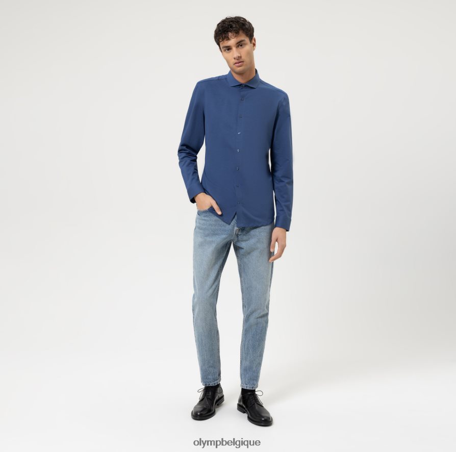 OLYMP FL8P6V25 vêtements Non. six 24/7 super slim, chemise business, pan coupé, marine