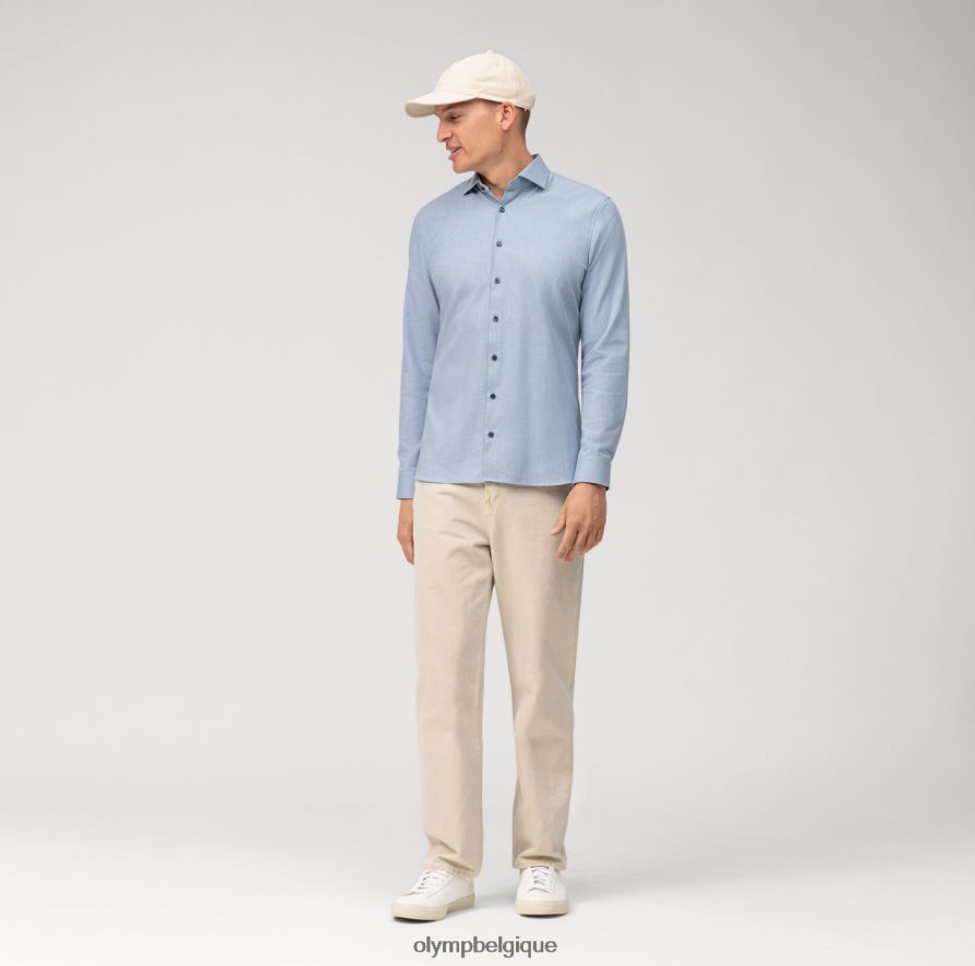 OLYMP FL8P6V305 vêtements Non. six 24/7 super slim, chemise business, manches longues extra longues, kent, bleu