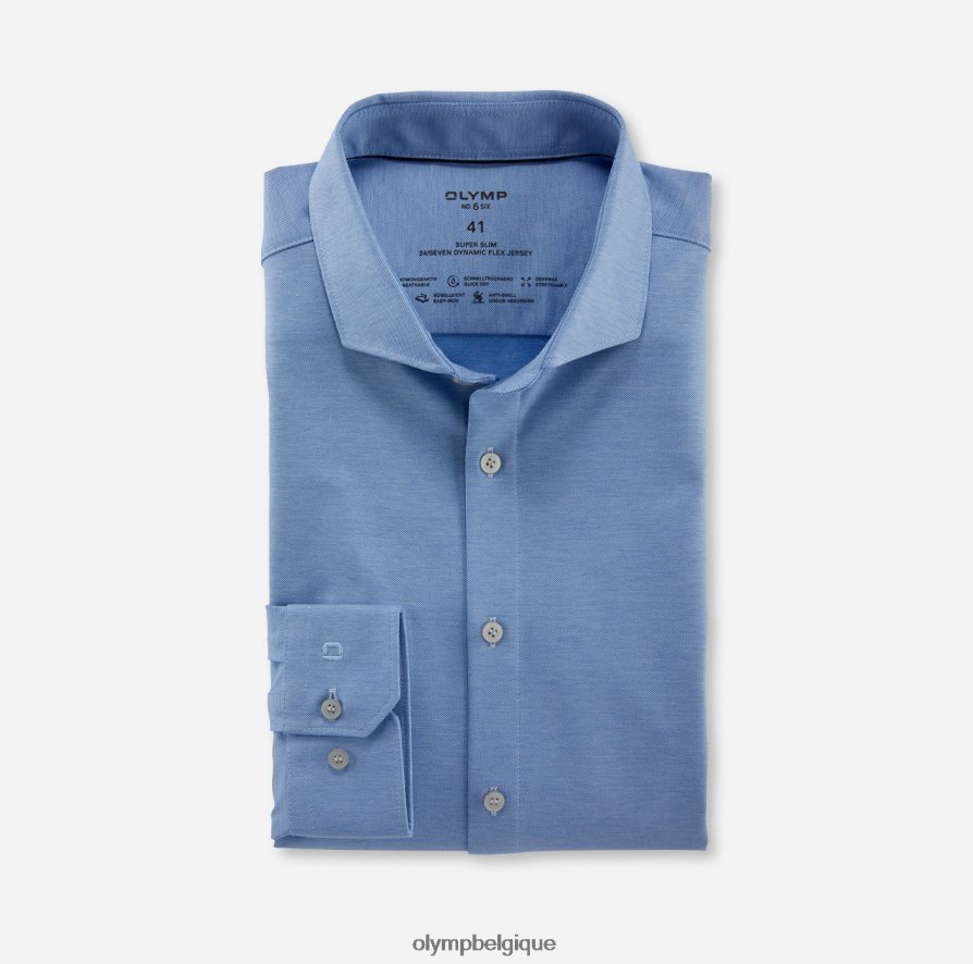 OLYMP FL8P6V318 vêtements Non. six 24/7 super slim, chemise business, manches longues extra longues, pan coupé, bleu