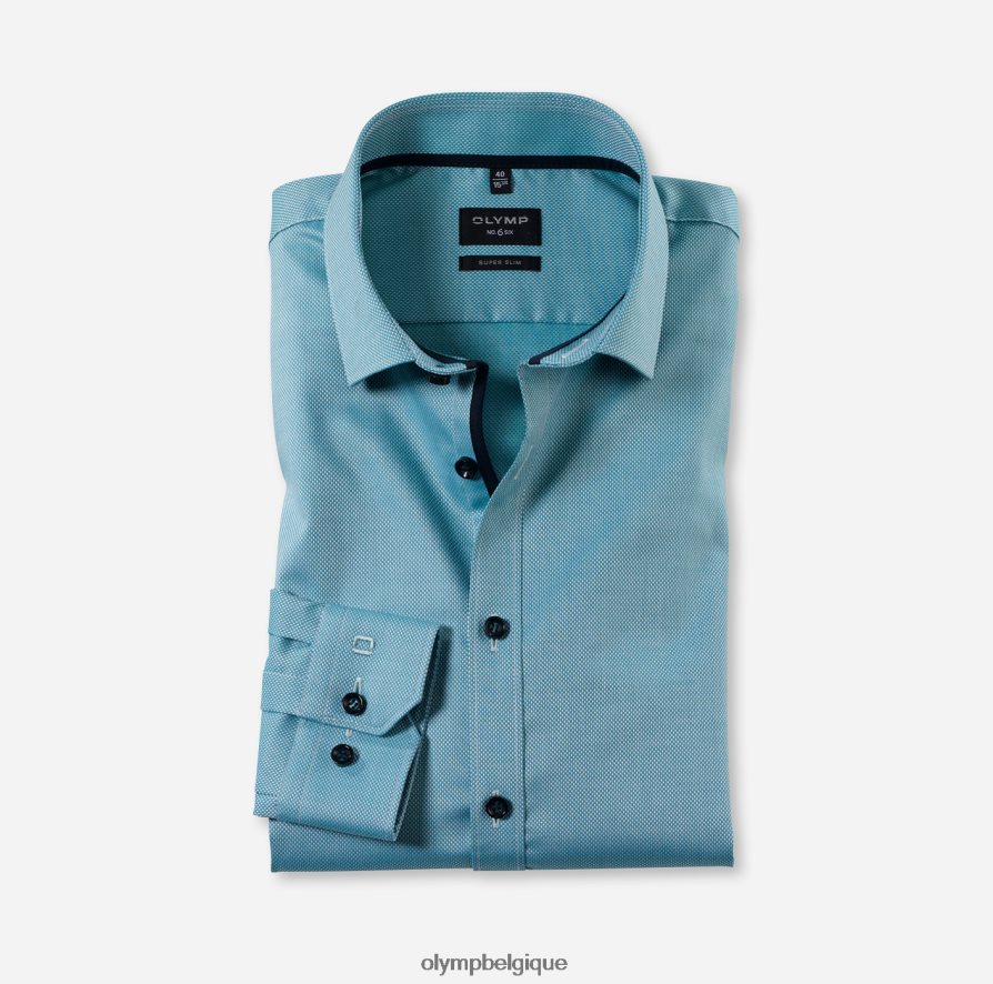 OLYMP FL8P6V324 vêtements Non. six super slim, chemise business, manches longues extra longues, kent moderne, émeraude