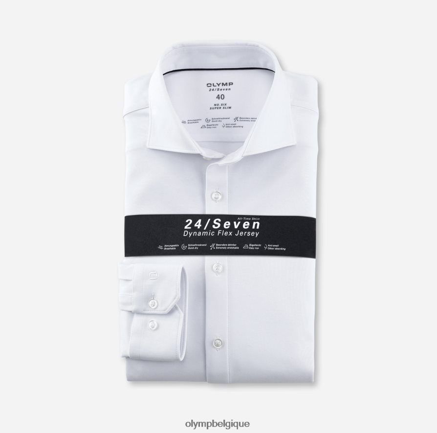 OLYMP FL8P6V335 vêtements Non. six 24/7 super slim, chemise business, manches longues extra longues, kent, blanc