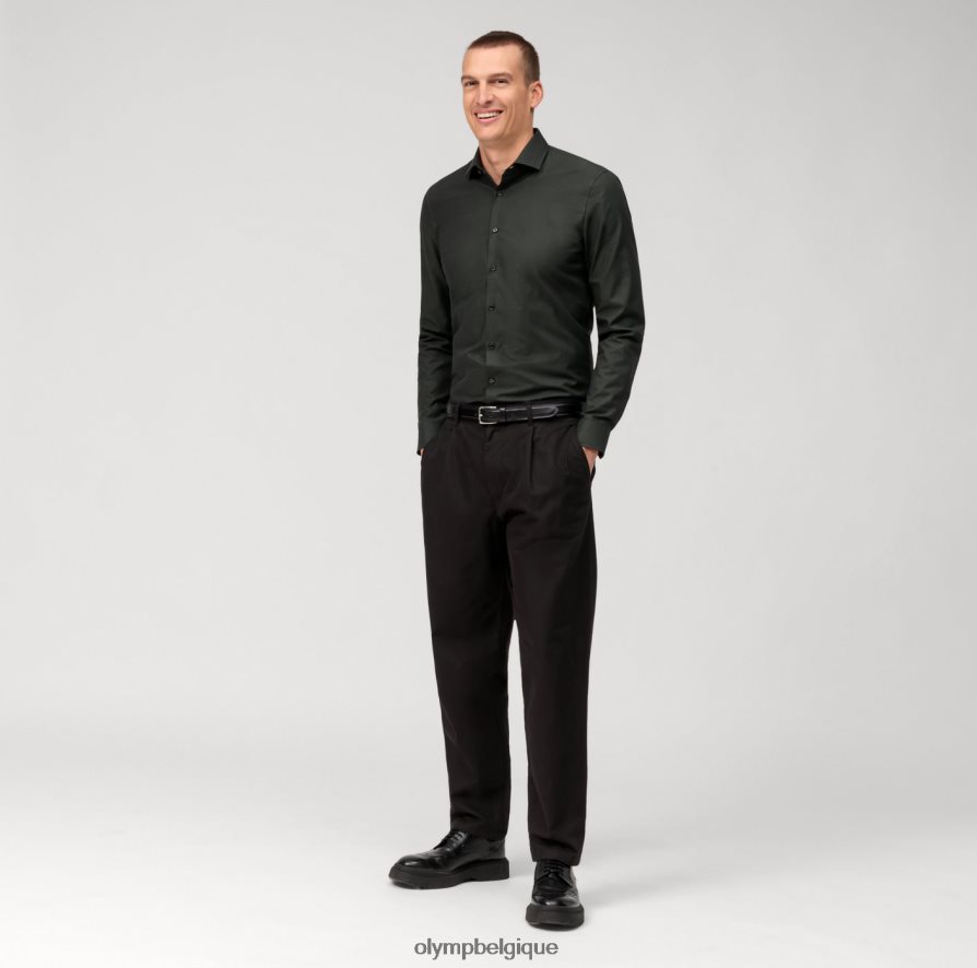 OLYMP FL8P6V77 vêtements Non. six super slim, chemise business, kent moderne, olive