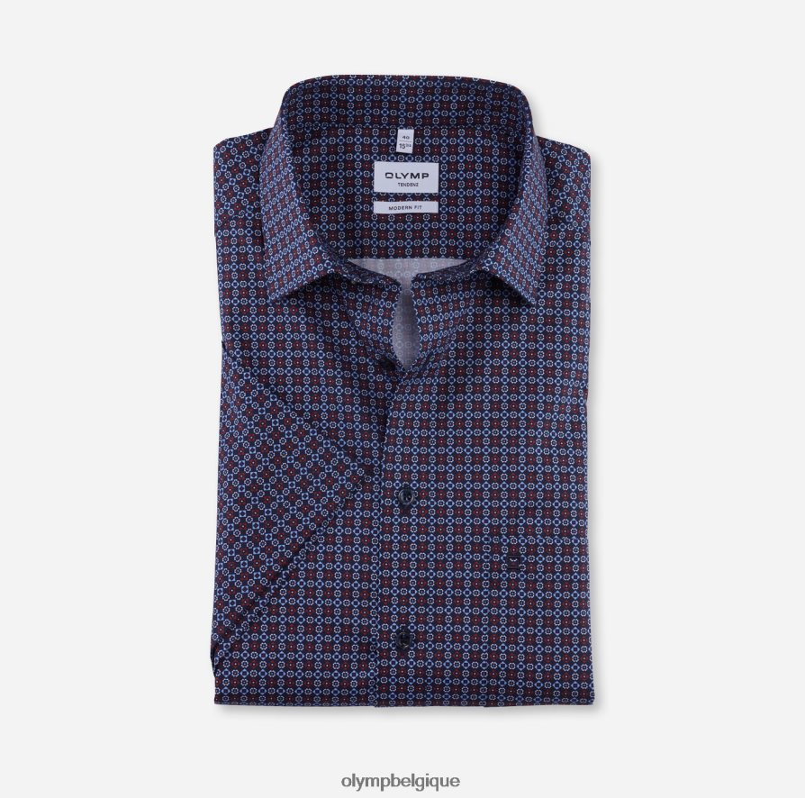 OLYMP FL8P6V1715 vêtements tendenz modern fit, chemise d'affaires, new kent, rouge