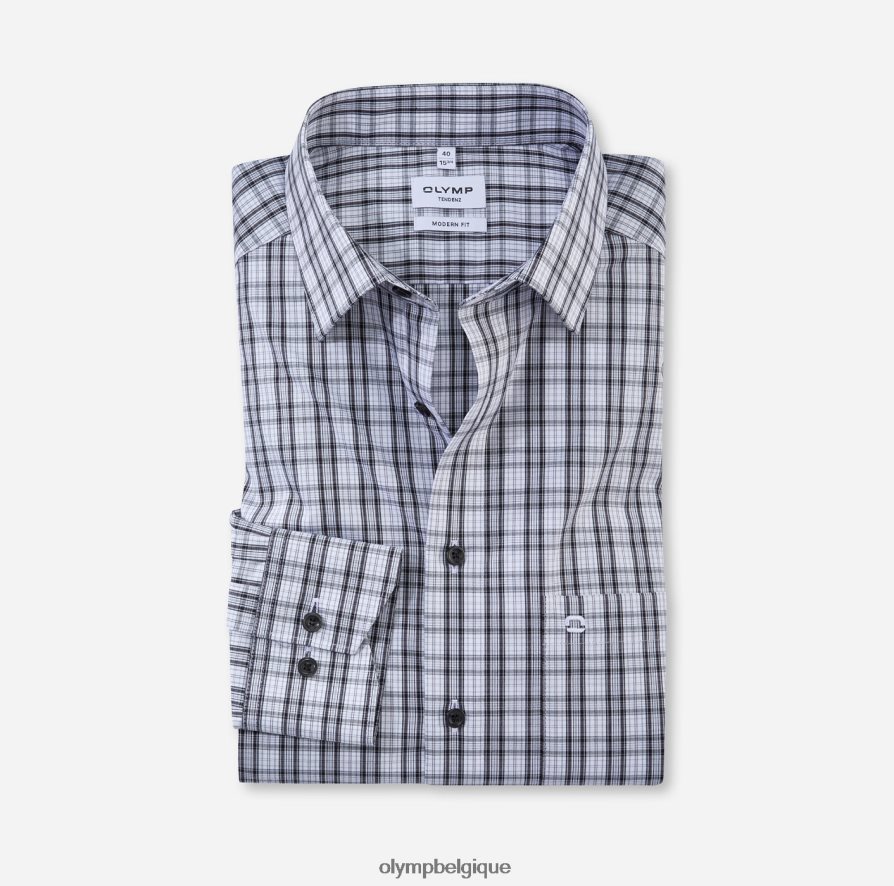 OLYMP FL8P6V1721 vêtements tendenz coupe moderne, chemise d'affaires, new kent, noir OLYMP FL8P6V1721 vêtements tendenz coupe moderne, chemise d'affaires, new kent, noir