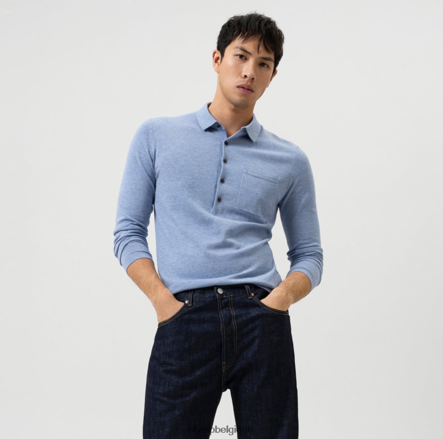 OLYMP FL8P6V1747 vêtements tricot niveau cinq body fit, col polo, ciel