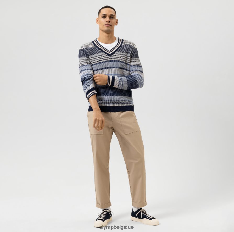 OLYMP FL8P6V1750 vêtements tricot coupe moderne, pull col v, marine