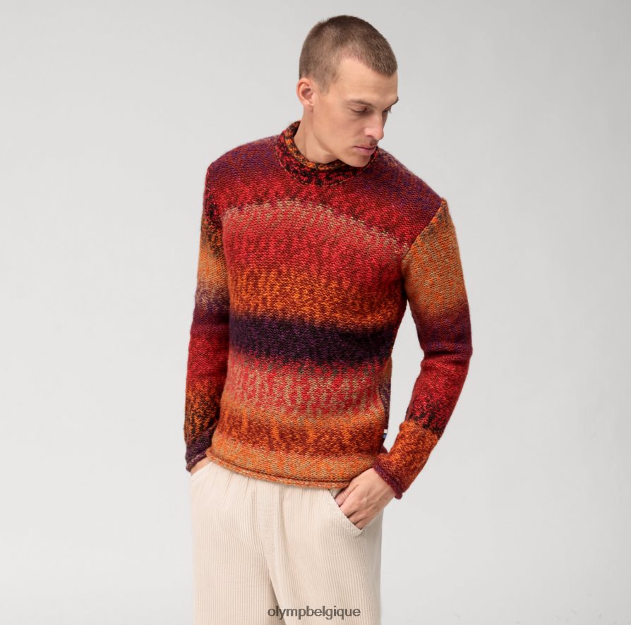 OLYMP FL8P6V1753 vêtements pull en tricot décontracté, bordeaux