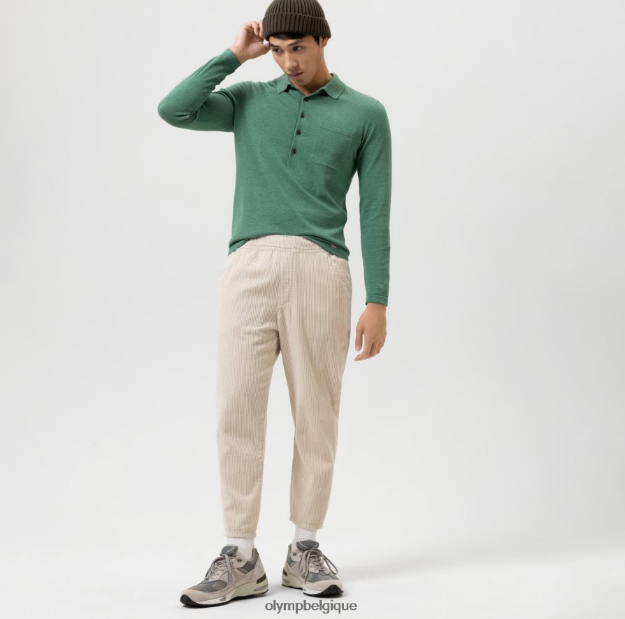 OLYMP FL8P6V1755 vêtements niveau cinq tricot body fit, col polo, vert