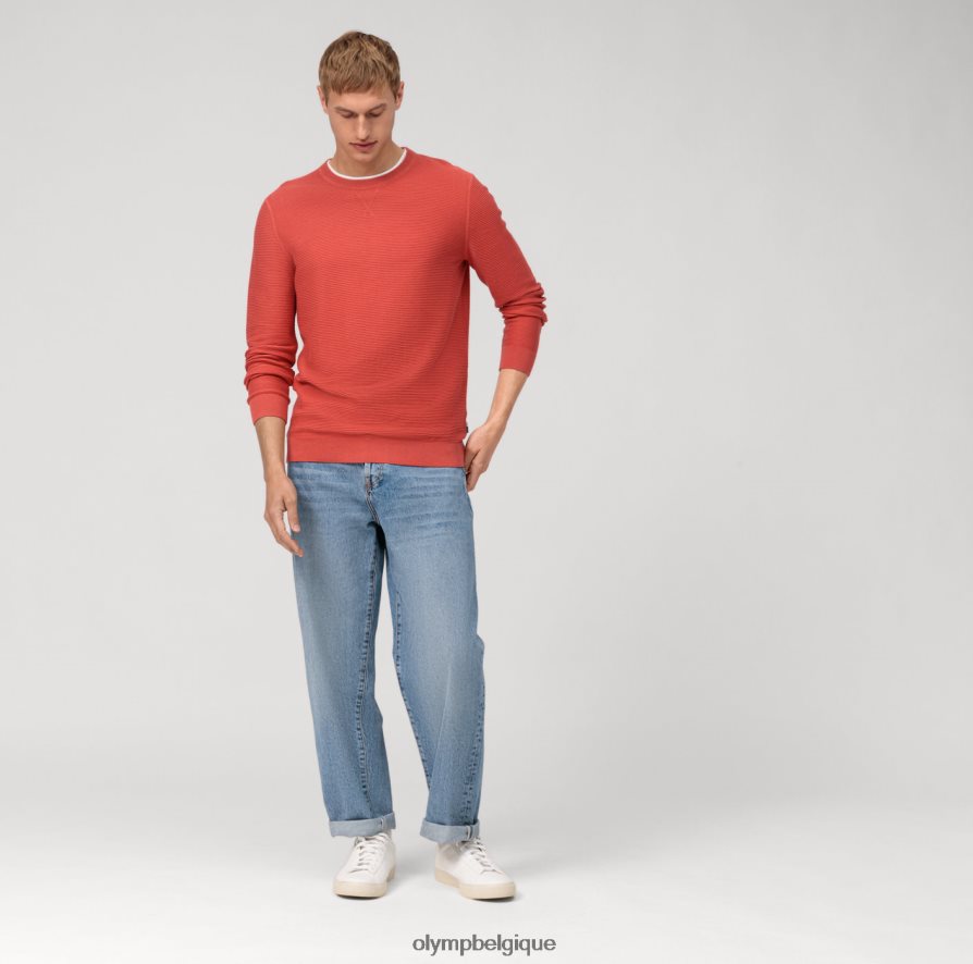 OLYMP FL8P6V1821 vêtements pull en tricot décontracté, rouge orange