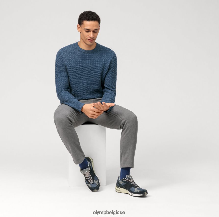 OLYMP FL8P6V1825 vêtements pull en tricot décontracté, bleu fumée