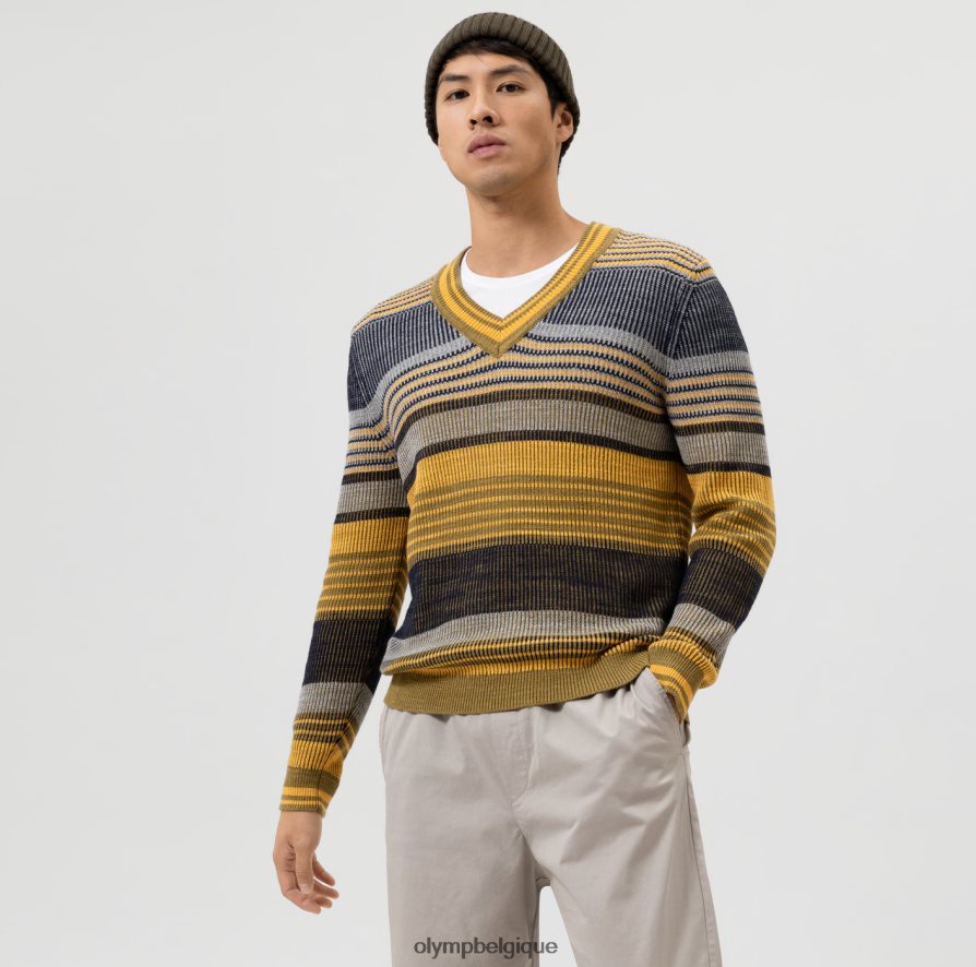 OLYMP FL8P6V1833 vêtements tricot coupe moderne, pull col v, citron vert